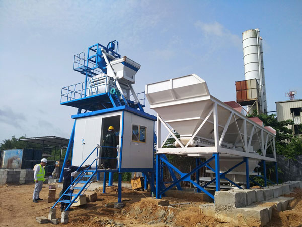 AJ-50 stationary concrete batching plant installation in Sri Lanka