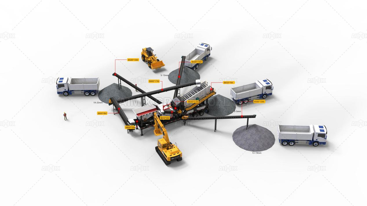 70-100 ton mobile crushing equipment for processing construction wastes