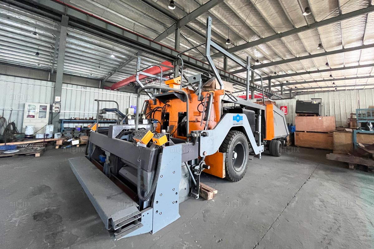 asphalt paving machine in workshop
