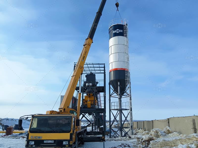 On-Site Installation of aj180 concrete batching plant