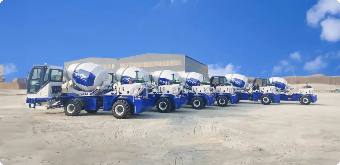 six sets of self loading concrete mixers
