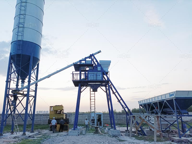 AJ35 Small stationary Concrete Plant Installation in Jizzakh of Uzbekistan