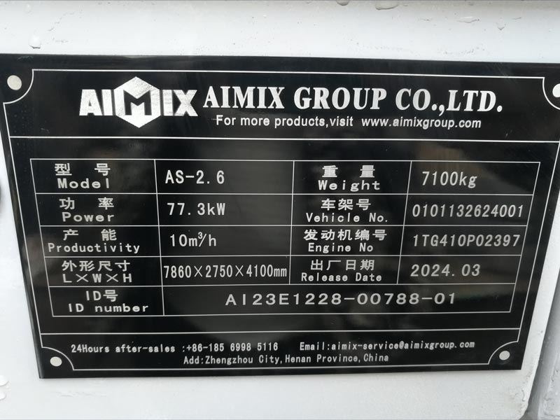 Especificaciones de la hormigonera autocargable AS-2.6