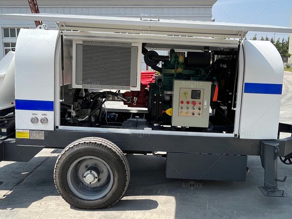 Ajuste y comprobación de la bomba de hormigón del remolque