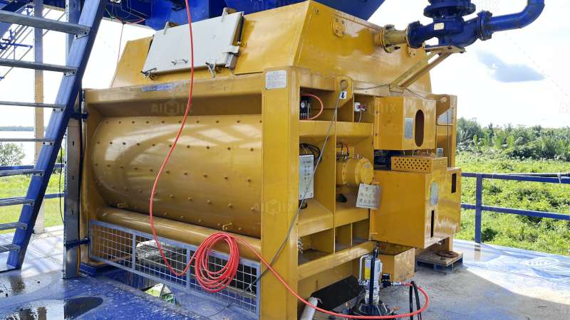 twin-shaft concrete mixer installation