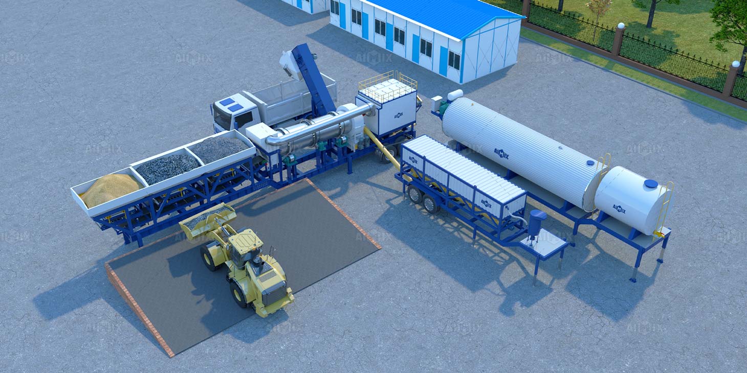new mobile asphalt batch plant working