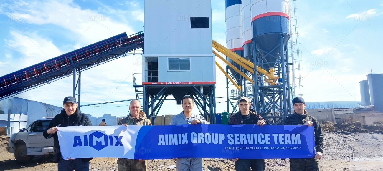 AJ-180 batching concrete plant in Kazakhstan