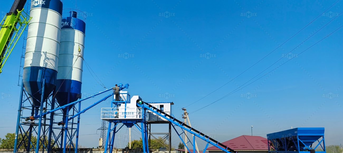 AJ-60 central mix batching plant for Uzbekistan