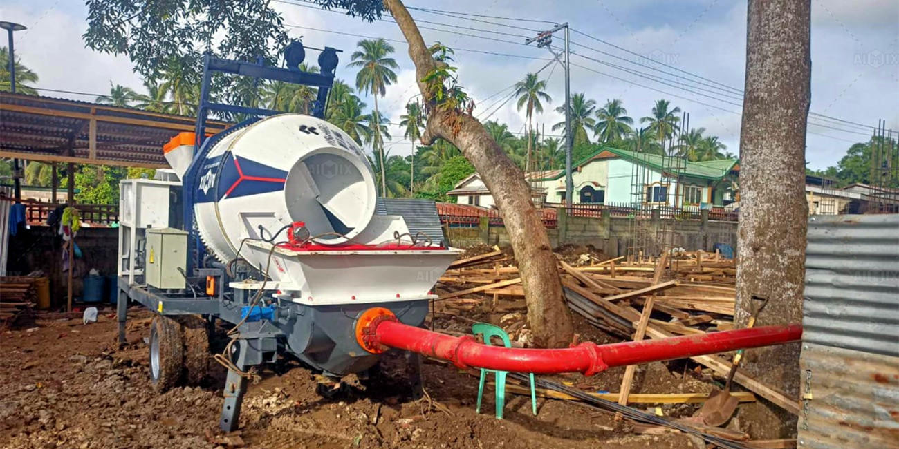 Concrete Mixer Pump in the Philippines Construction Site
