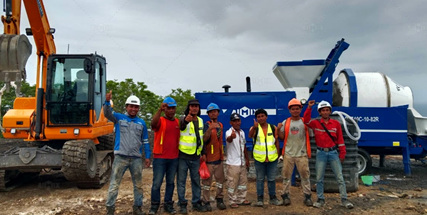 abjz40c mixing concrete pump and wheel loader in Indonesia