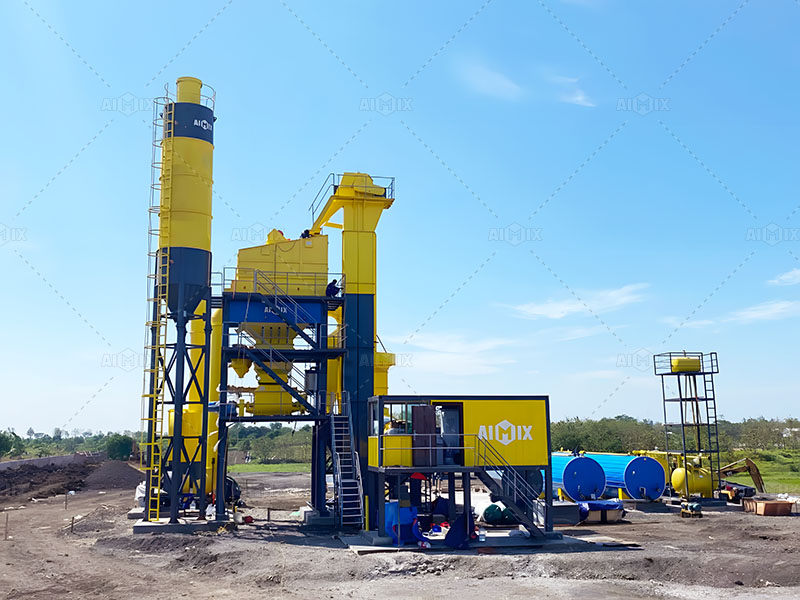 100tph stationary asphalt batch mix plant for producing asphalt aggregate in Indonesia