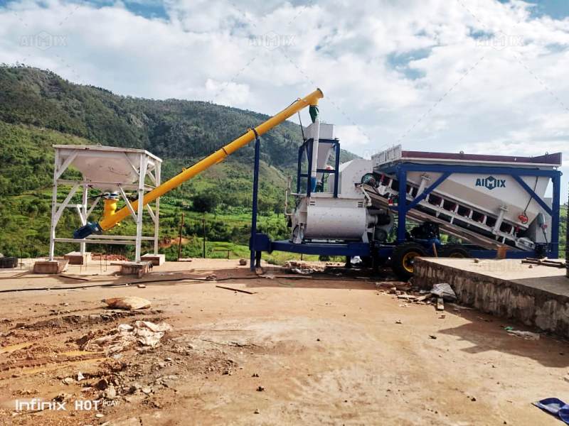 AJSY-35 mobile mini concrete plant for Burundi