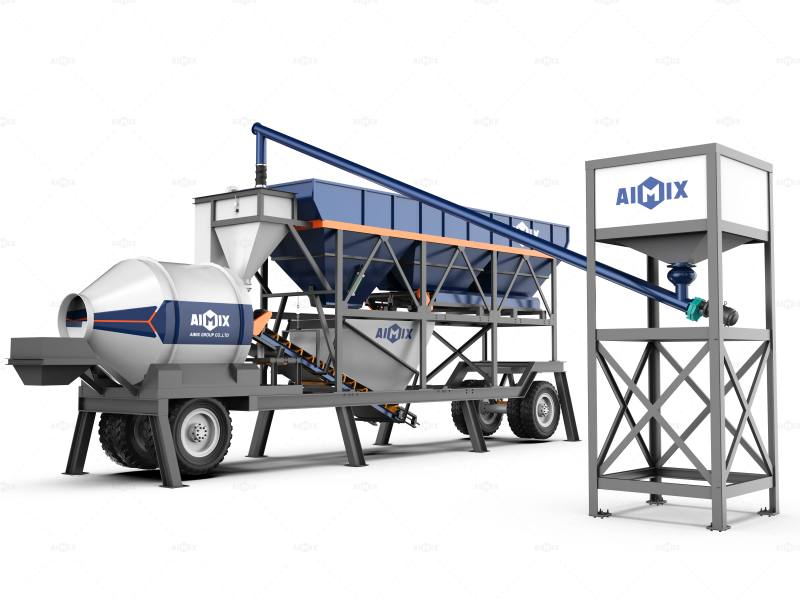AJZY drum type mobile mini concrete plant