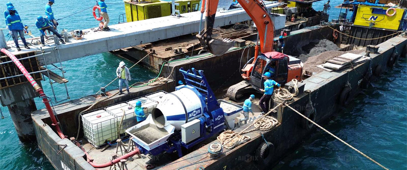 ABJZ40D Concrete Mixer Pump Philippines for Seaside Trestle Project in Manila Philippines