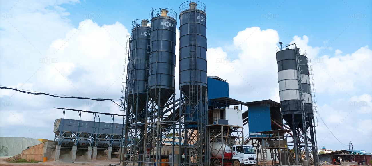 AJ120 batch plant for commercial and precast concrete manufacturing
