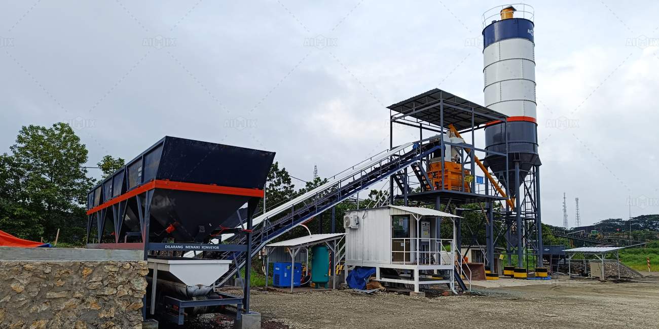Aimix AJ40 stationary concrete plant for sale in Indonesia