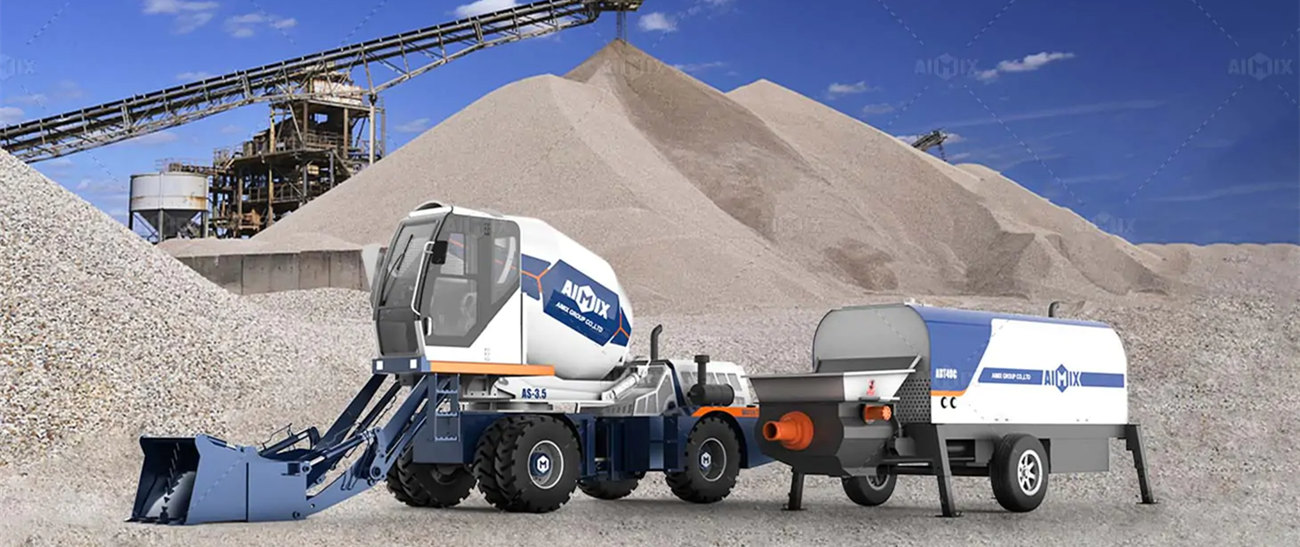 Self Loading Mixer and Static Concrete Pump Solution