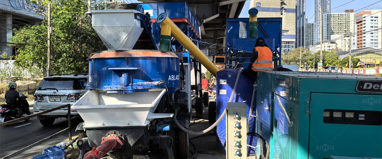Thailand Electric Concrete Pump Mixer with Vertical Shaft for Bridge Reinforcement