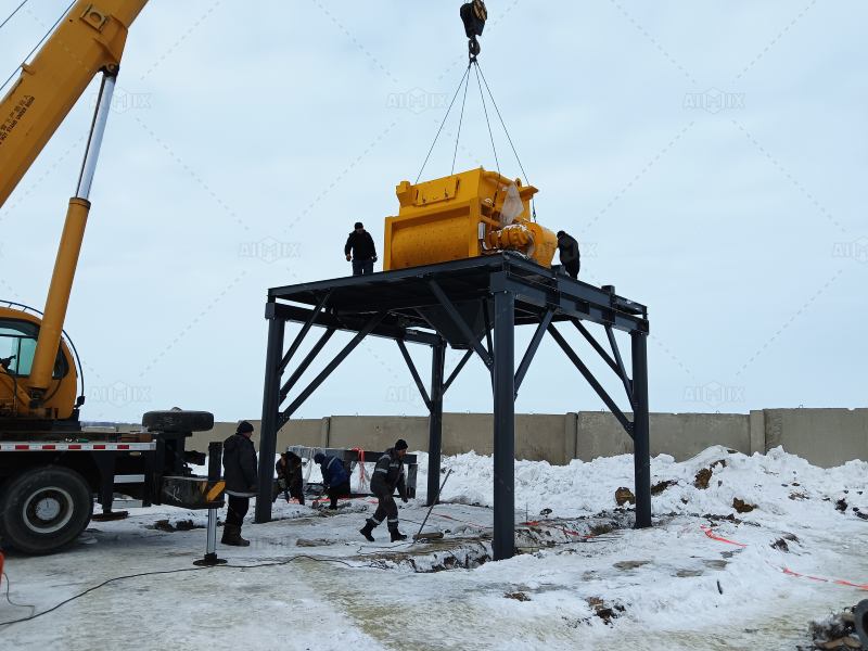 installation of concrete mixer