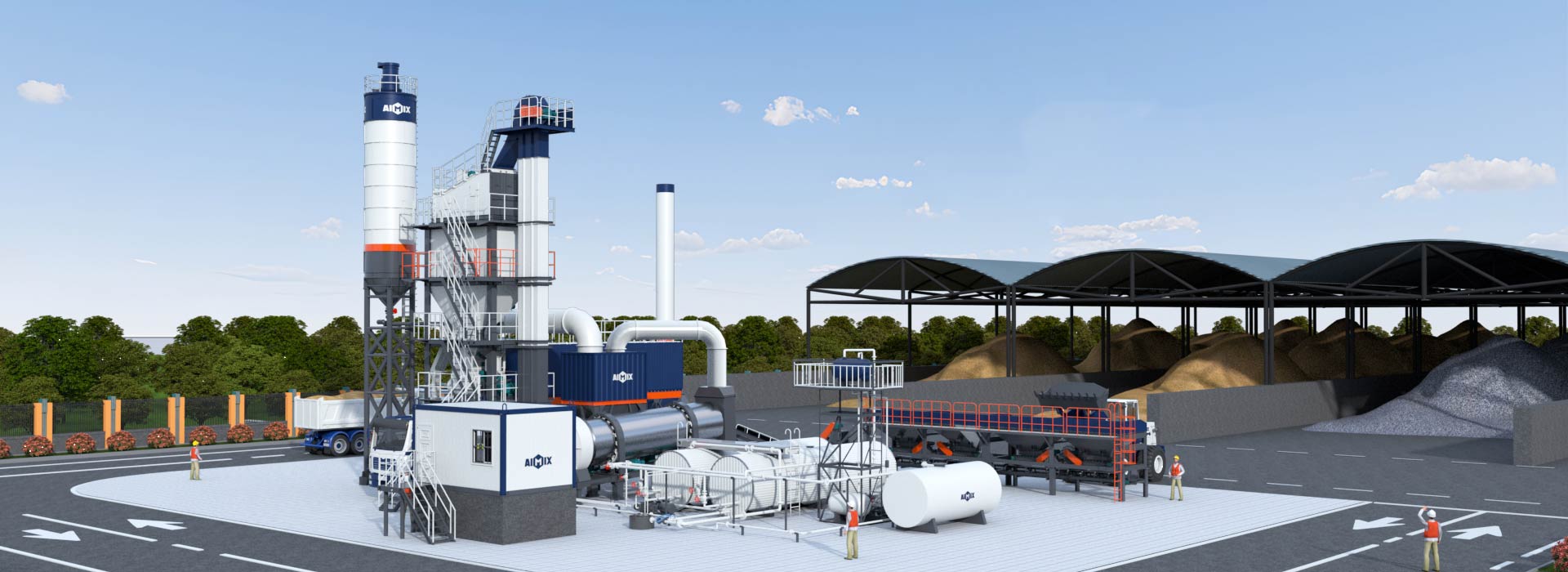 stationary asphalt plant 3D overview