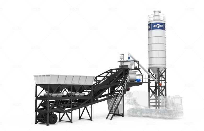 AJY mobile concrete batching mixing plant