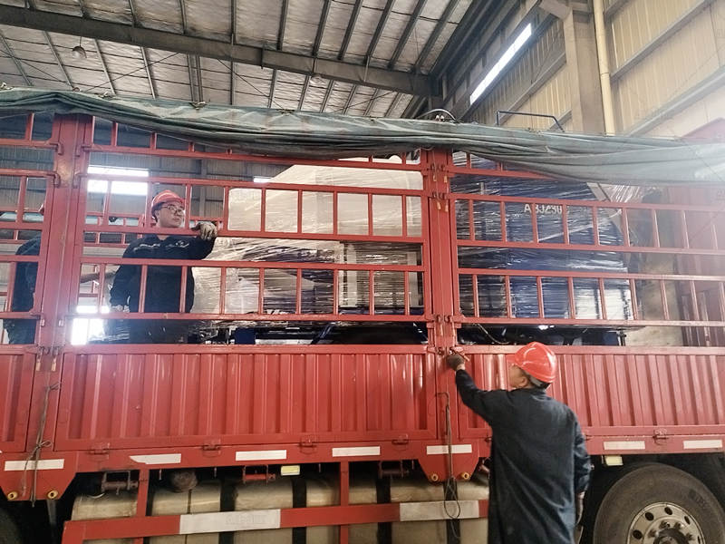 Concrete mixer with pump on truck for shipment to port