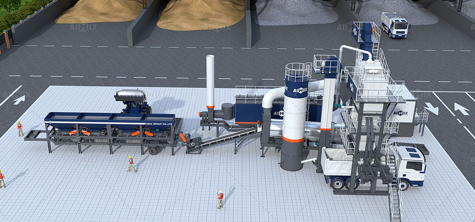 ALYQ mobile asphalt plant in Malaysia for sale 3D drawing