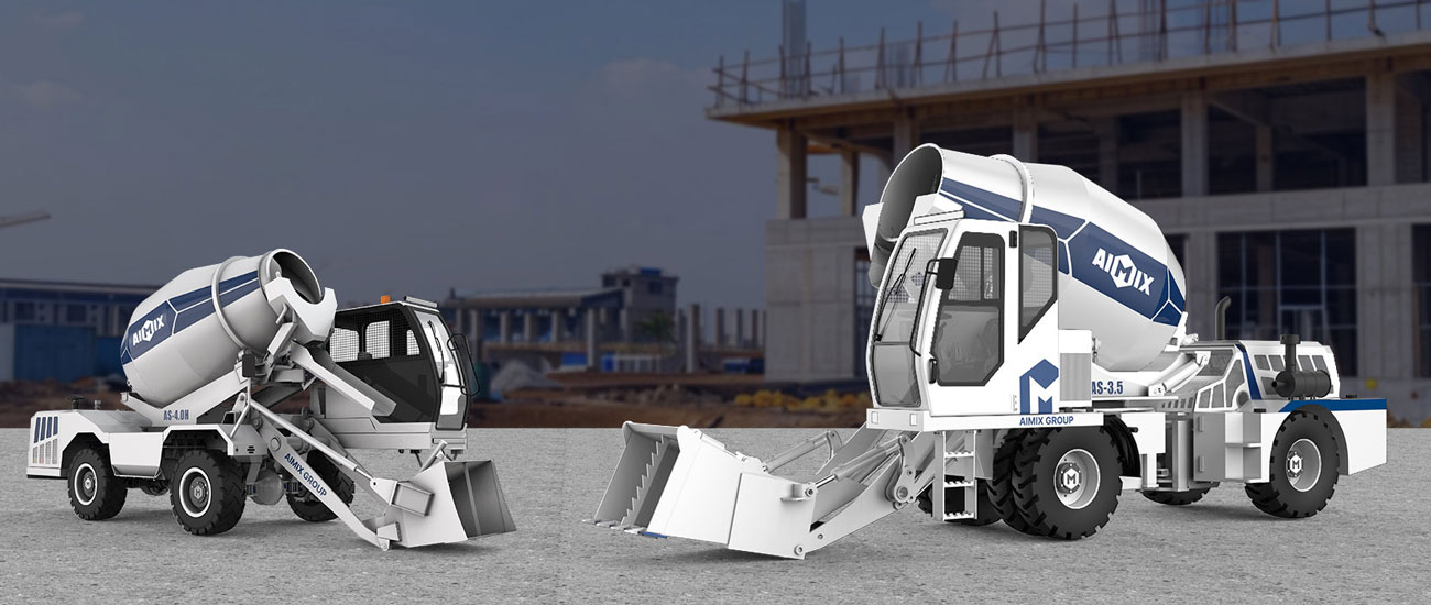 Working principle of self loading concrete mixer