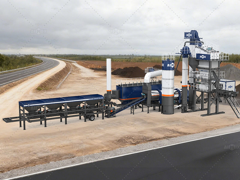 ALYQ Series Mobile asphalt batching plant on site for fast relocation