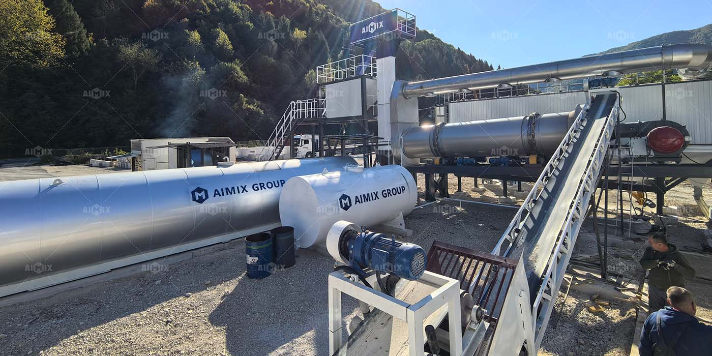 80TPH mobile drum mix asphalt plant machine in Sarajevo, Bosnia and Herzegovina