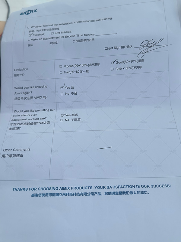 after-sale feedback table in Mongolia