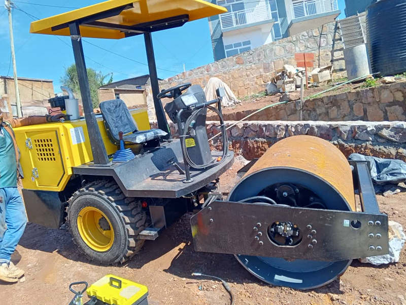 road roller at South Africa construction site