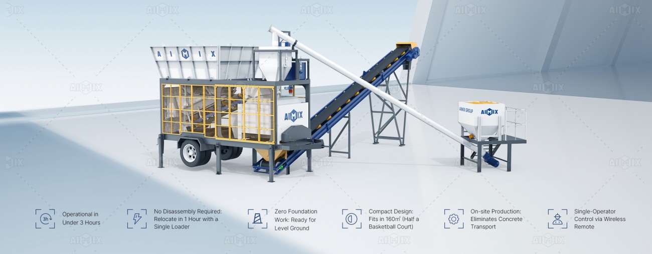 mobility and space adaption of mini concrete plant