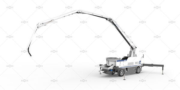 26m wheel type boom diesel concrete pump with mixer