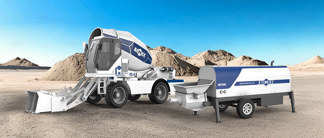 ABT40C concrete pump stationary and self loading concrete mixer combo