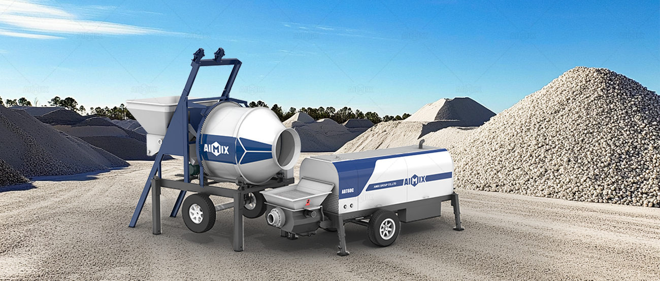 ABT60C stationary pump for concrete and portable concrete mixer combination