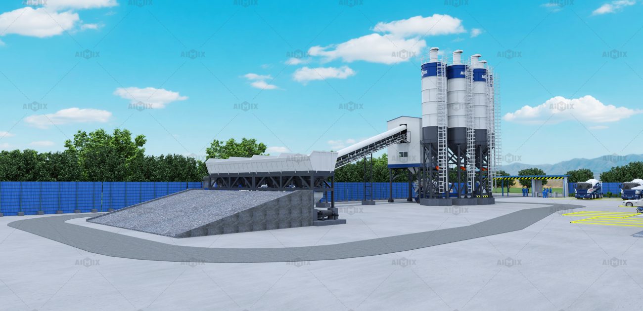 AJ-180 stationary batching concrete plant for Sri Lanka