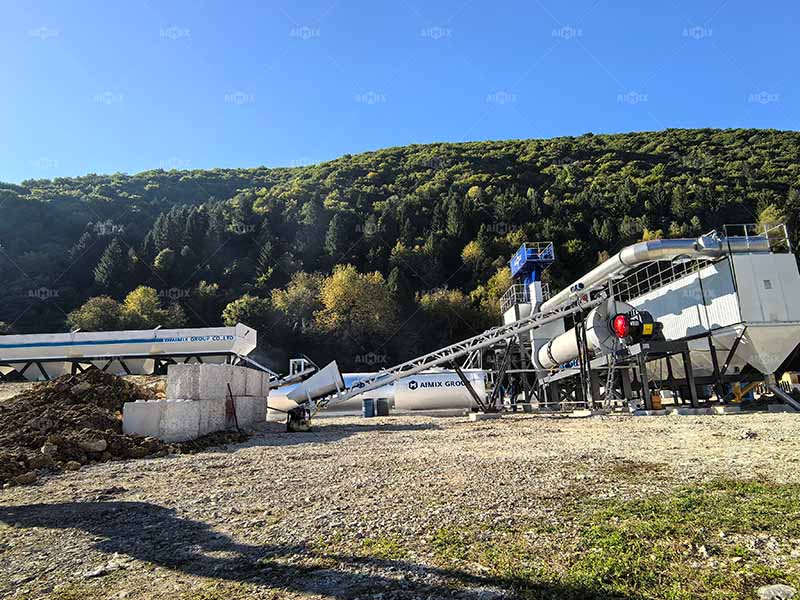 80TPH mobile drum mix plant for producing asphalt aggregates in Sarajevo, Bosnia and Herzegovina