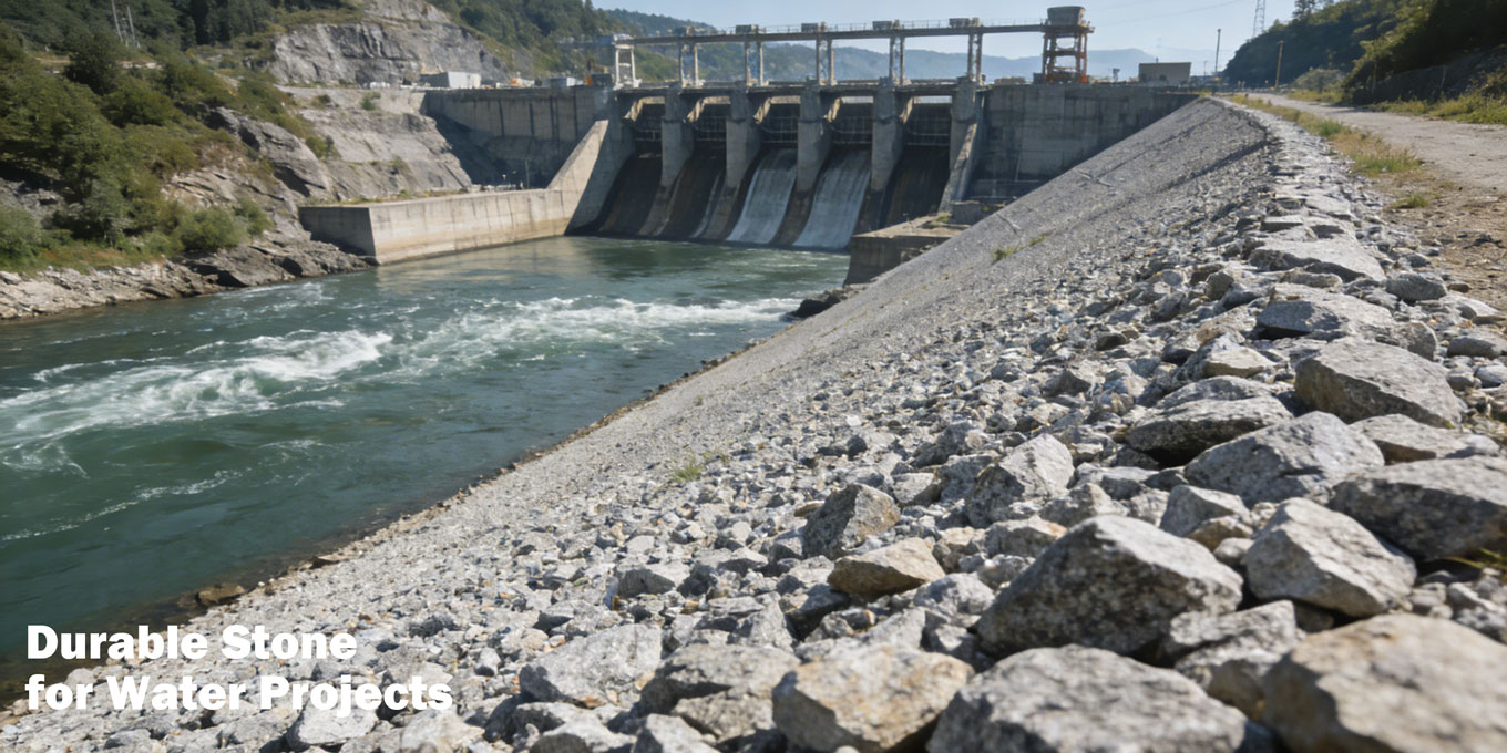 Дробленый гранит для проектов по охране водных ресурсов.