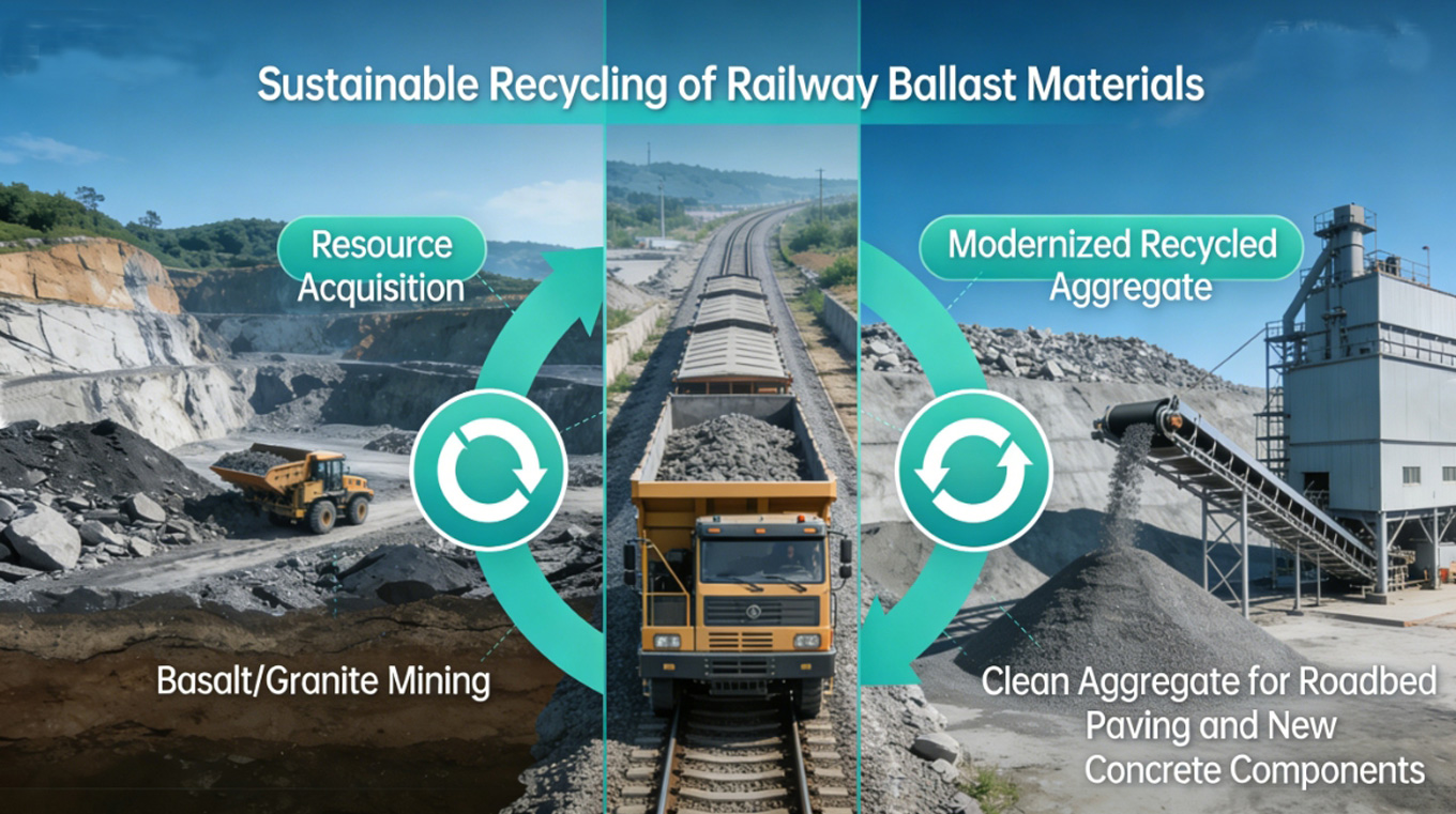 Environmental and Sustainability Impacts of the Basalt or granite Railway Ballast Materials