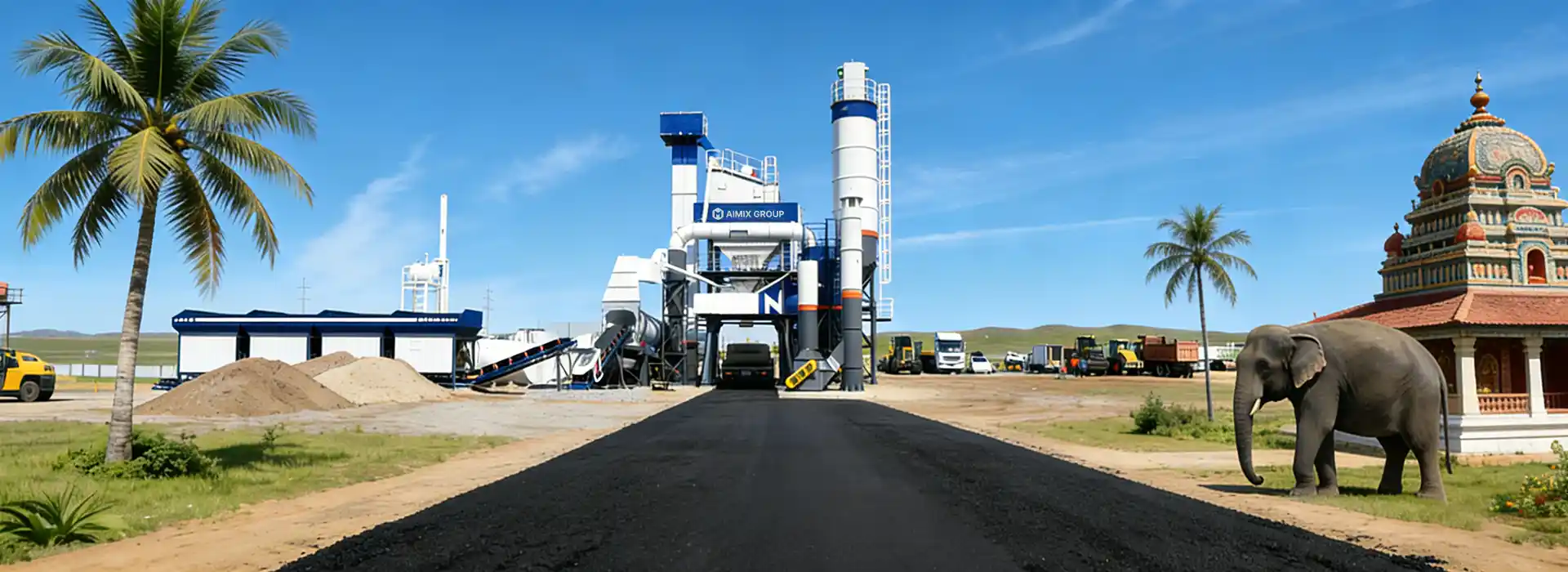 80tph stationary asphalt batch mix plant for road construction in Sri Lanka