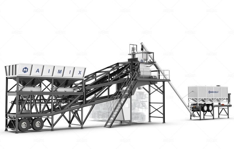 AJY mobile ready mix plant with horizontal silo