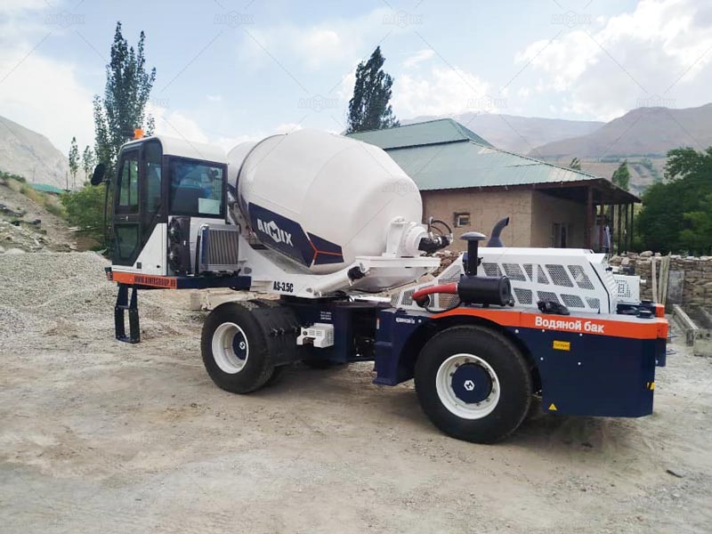 AS-3.5 self loading concrete mixer working in Tajikistan