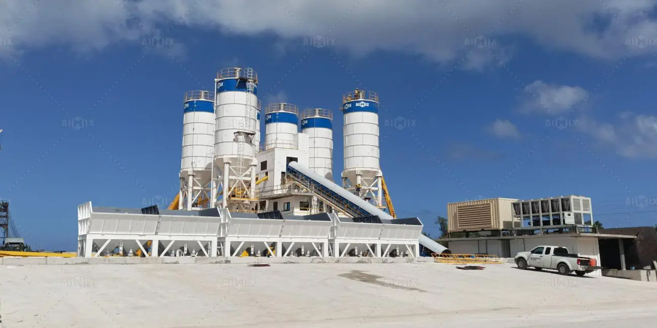Aimix AJ 180 concrete batch plant solution provided for client in Guam