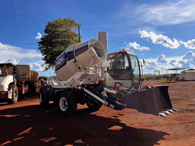 Aimix Self Loading Concrete Mixer Working Onsite for Concrete Production