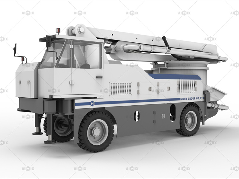 Wheel-mounted boom concrete pump for Guinea Hydropower