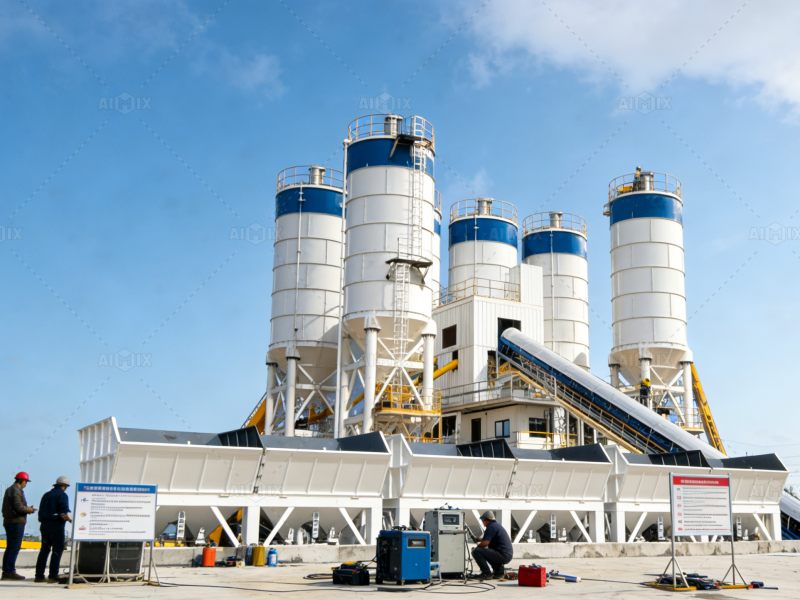 concrete batching mixing plant commissioning