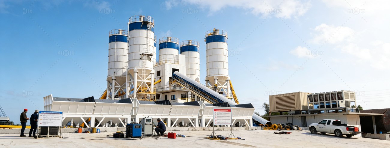 concrete batching mixing plant debugging