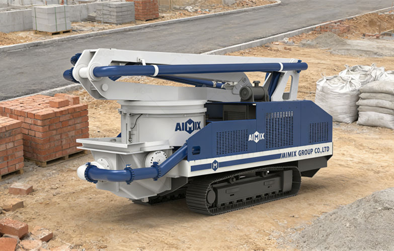 crawler chassis mobile small sized concrete pump with boom