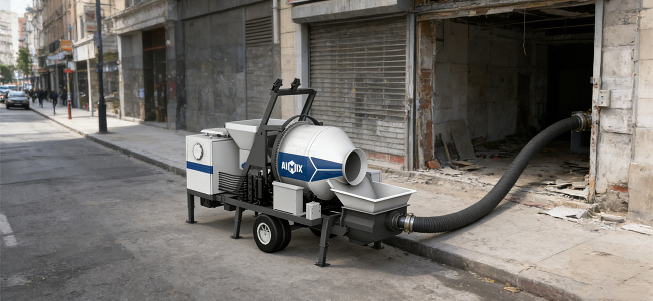 small concrete pump and mixer for urban shop renovation